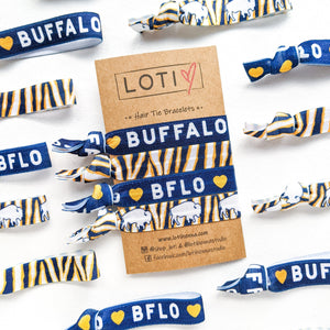 Buffalo ❤️ Navy & Gold Hair Tie Bracelet Set