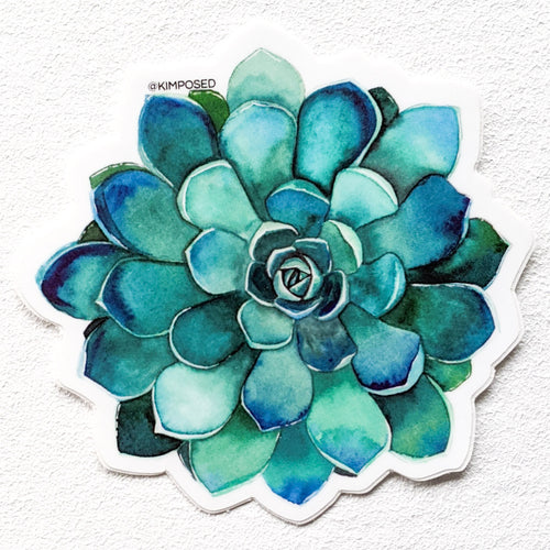 Teal Succulent Sticker