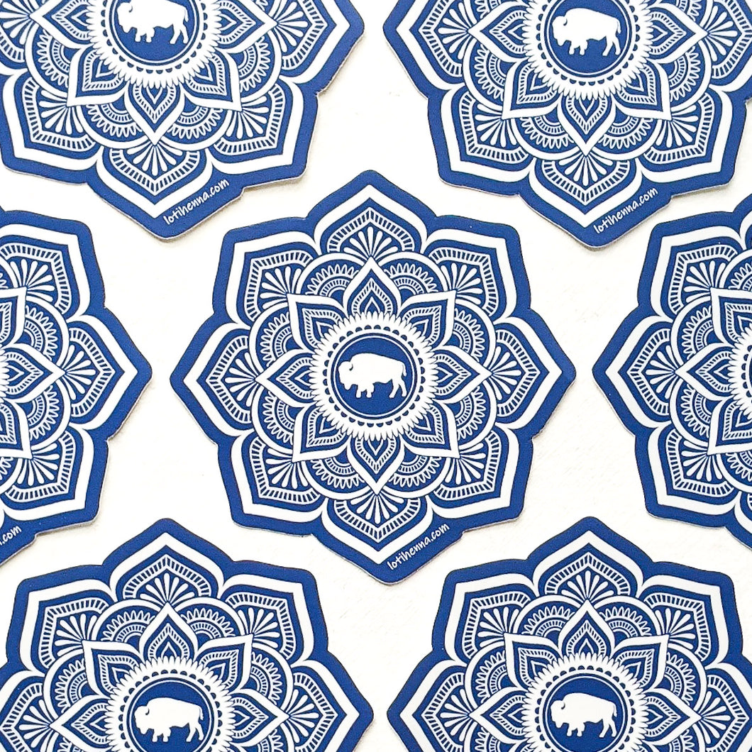 Buffalo Mandala Sticker - Dark Blue