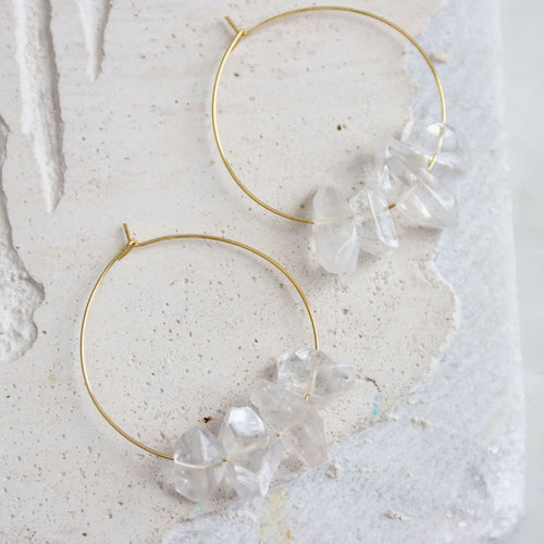 Quartz Hoop Earrings