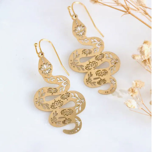 Brass Snake Earrings