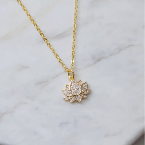 CZ Lotus Necklace
